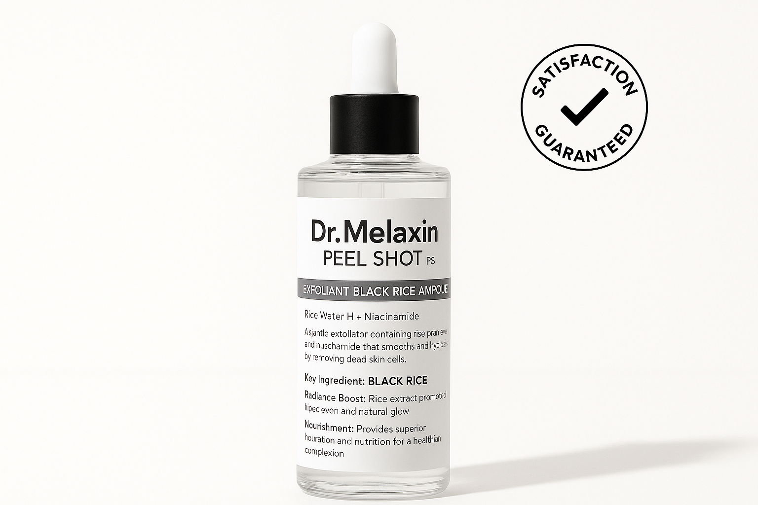 Peel Shot Glow Black Rice Peeling Ampoule, Soft Exfoliating Face and Body Scrub Dead Skin Cells, Blackheads Remover for All Skin Types korean skin care 80ml