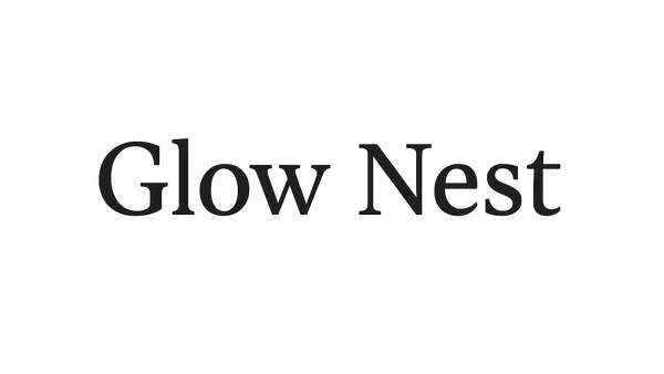 Make a logo that is transparent with "alice" font and make it say "Glow Nest", make sure the text is on the same line