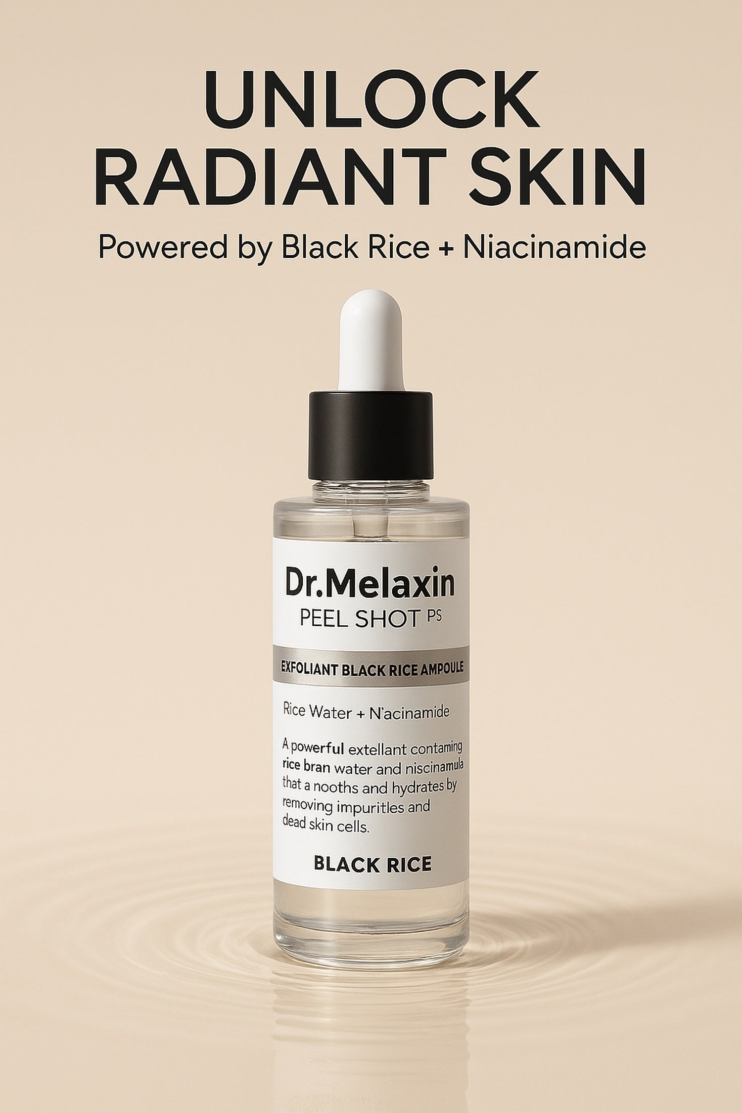 Peel Shot Glow Black Rice Peeling Ampoule, Soft Exfoliating Face and Body Scrub Dead Skin Cells, Blackheads Remover for All Skin Types korean skin care 80ml